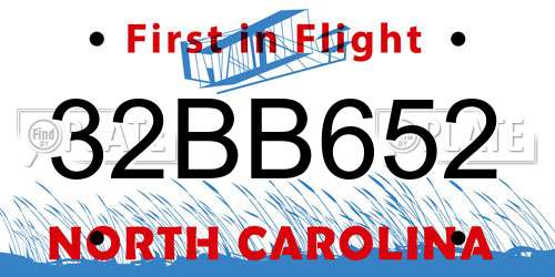 32BB652 North Carolina License Plate