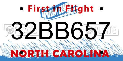 32BB657 North Carolina License Plate