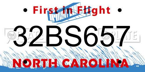 32BS657 North Carolina License Plate