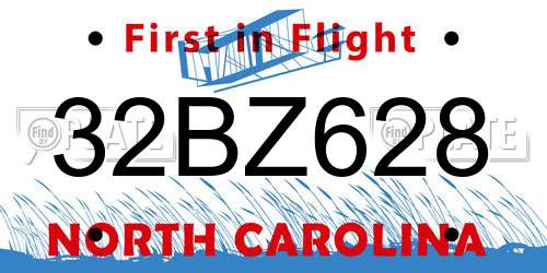 32BZ628 North Carolina License Plate