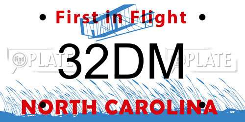 32DM North Carolina License Plate