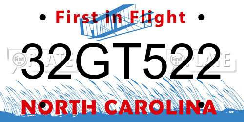32GT522 North Carolina License Plate