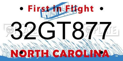 32GT877 North Carolina License Plate