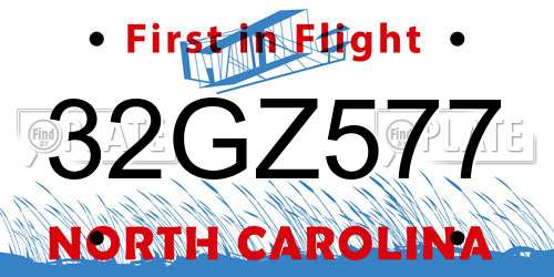 32GZ577 North Carolina License Plate