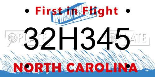 32H345 North Carolina License Plate