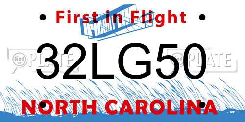 32LG50 North Carolina License Plate