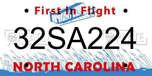 32SA224 North Carolina License Plate