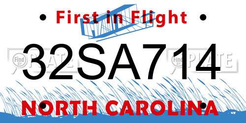 32SA714 North Carolina License Plate
