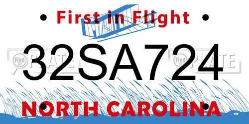 32SA724 North Carolina License Plate