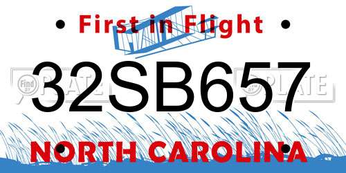 32SB657 North Carolina License Plate