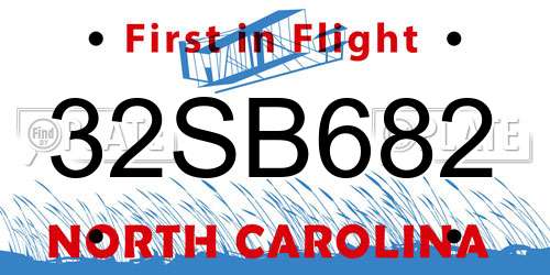 32SB682 North Carolina License Plate