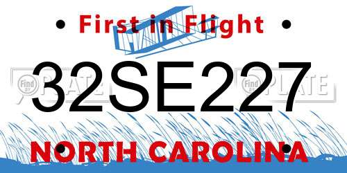 32SE227 North Carolina License Plate