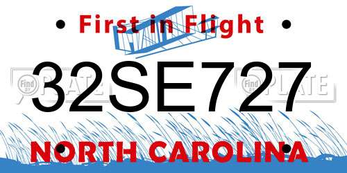 32SE727 North Carolina License Plate