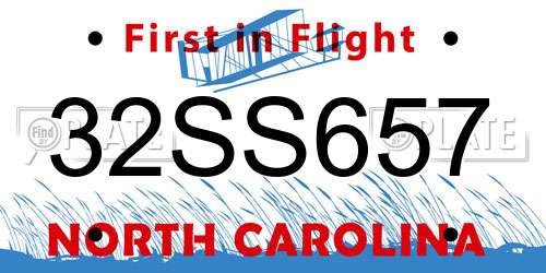 32SS657 North Carolina License Plate