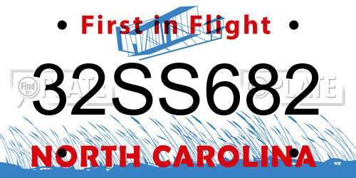 32SS682 North Carolina License Plate