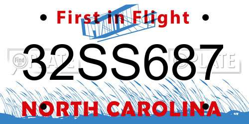 32SS687 North Carolina License Plate