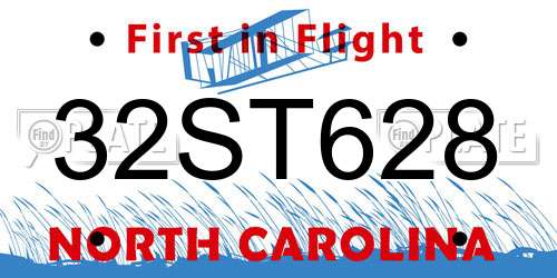 32ST628 North Carolina License Plate
