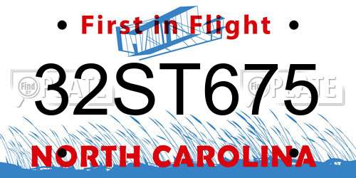 32ST675 North Carolina License Plate