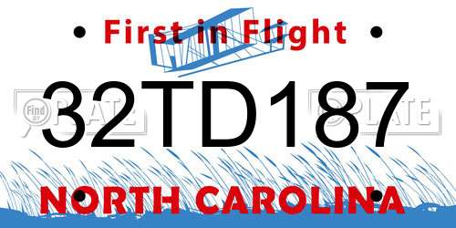 32TD187 North Carolina License Plate