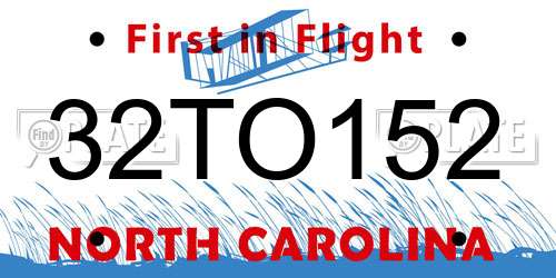 32TO152 North Carolina License Plate