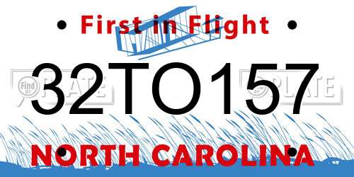 32TO157 North Carolina License Plate