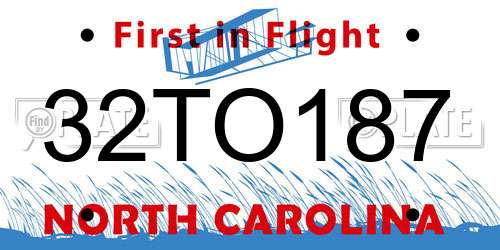32TO187 North Carolina License Plate