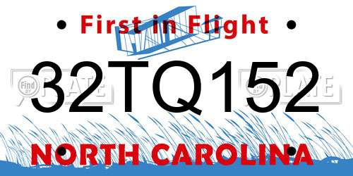 32TQ152 North Carolina License Plate