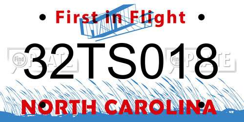 32TS018 North Carolina License Plate