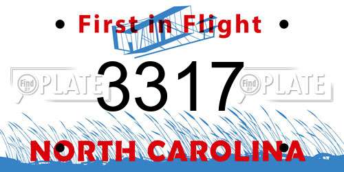 3317 North Carolina License Plate