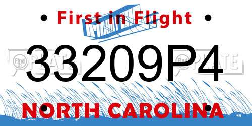33209P4 North Carolina License Plate