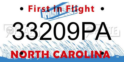 33209PA North Carolina License Plate