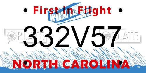 332V57 North Carolina License Plate
