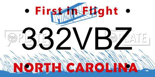 332VBZ North Carolina License Plate