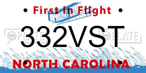 332VST North Carolina License Plate