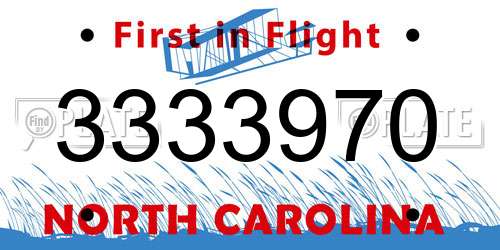 3333970 North Carolina License Plate