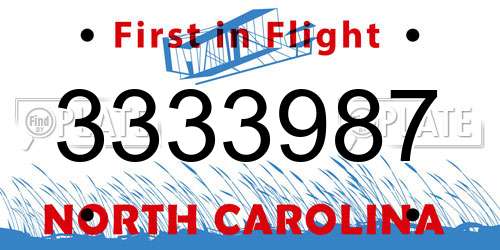 3333987 North Carolina License Plate