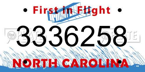 3336258 North Carolina License Plate