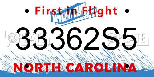 33362S5 North Carolina License Plate