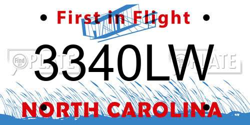 3340LW North Carolina License Plate