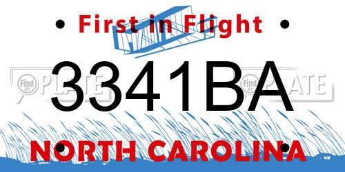 3341BA North Carolina License Plate