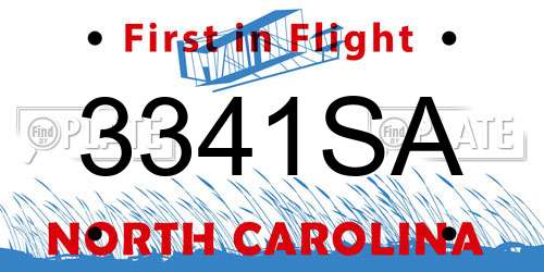3341SA North Carolina License Plate