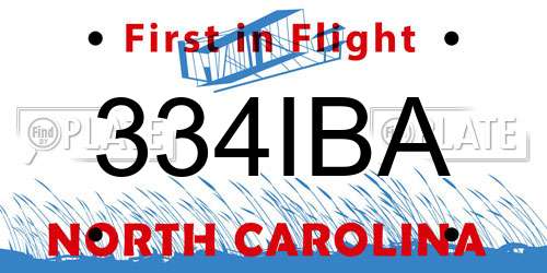 334IBA North Carolina License Plate
