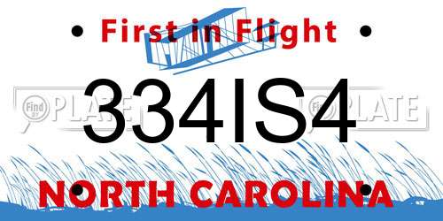 334IS4 North Carolina License Plate