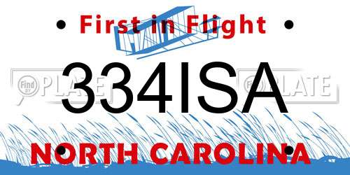 334ISA North Carolina License Plate