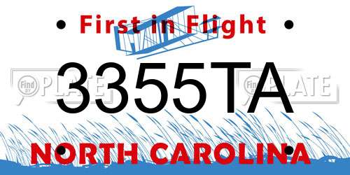 3355TA North Carolina License Plate