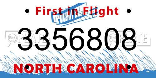 3356808 North Carolina License Plate
