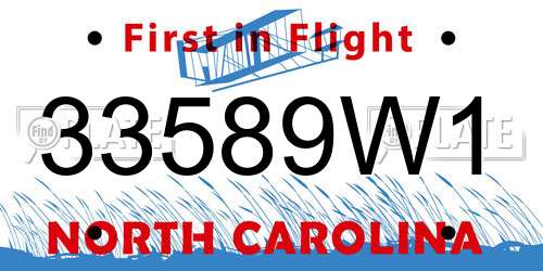 33589W1 North Carolina License Plate