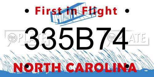 335B74 North Carolina License Plate