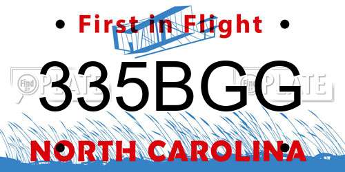 335BGG North Carolina License Plate