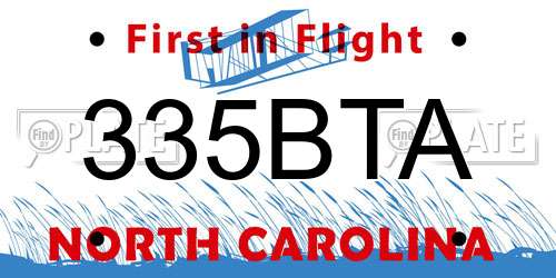 335BTA North Carolina License Plate